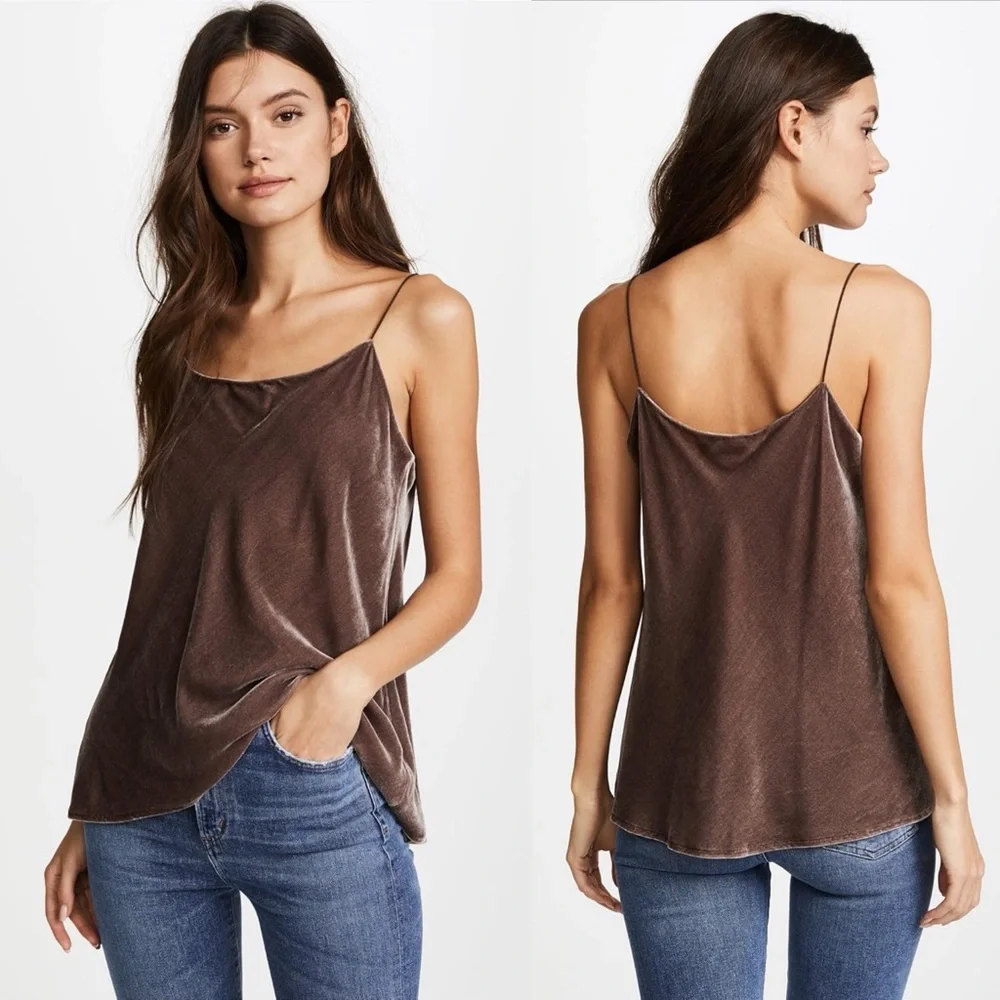 VINCE Velvet Silk Blend Camisole in‎ Cocoa Bean Sz S